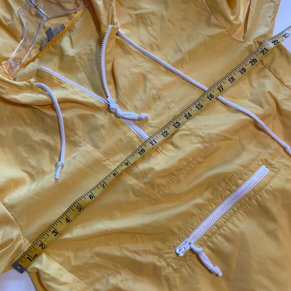 T by Talbots 1/4 Zip Anorak Windbreaker Jacket Womens Large Yellow Hood Pullover - Picture 9 of 10